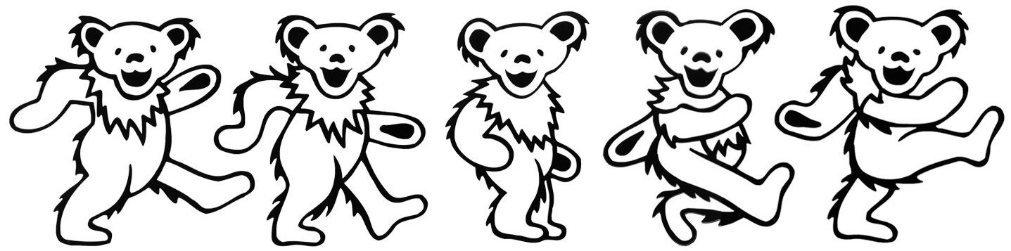 5 Greatful Dead Dancing Bears Group Vinyl Sticker