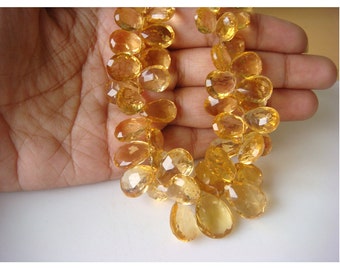 Citrine - Citrine Pear Shaped Faceted Briolettes, 7x9 -15x10mm Approx - Half Strand 4 Inches - 24 Piece