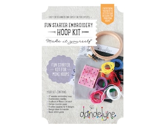 Fun Starter Mini Embroidery Kit for mini designs - DIY - hand embroidery kit - - by DANDELYNE