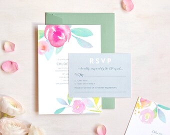Rose Garden Wedding Invitation and RSVP