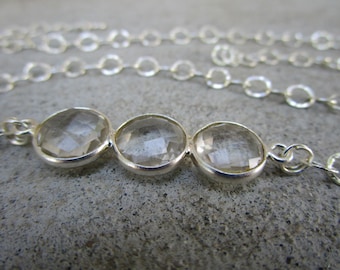 Triple Quartz Crystal Sterling Silver Chunky Necklace
