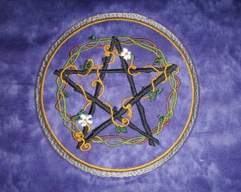 Embroidered Penatcle of Venus Pillow Cover with Hidden Zipper Closure - 12 Inch with 1.5 Inch Flange