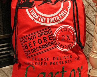 Ready to Ship Personalized Santa Bag, Santa Sacks, Canvas Sack, Santas Bag, Canvas Bag