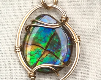 Ammolite Pendant- Lovely Blues