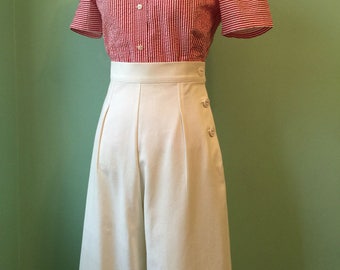 1930's 1940's vintage style off white cotton twill pants custom made