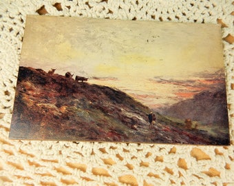 Highland Rinder Karton Postkarte, Jahrgang schottischen Szene, Schottland Landschaft, Panel-Grußkarte