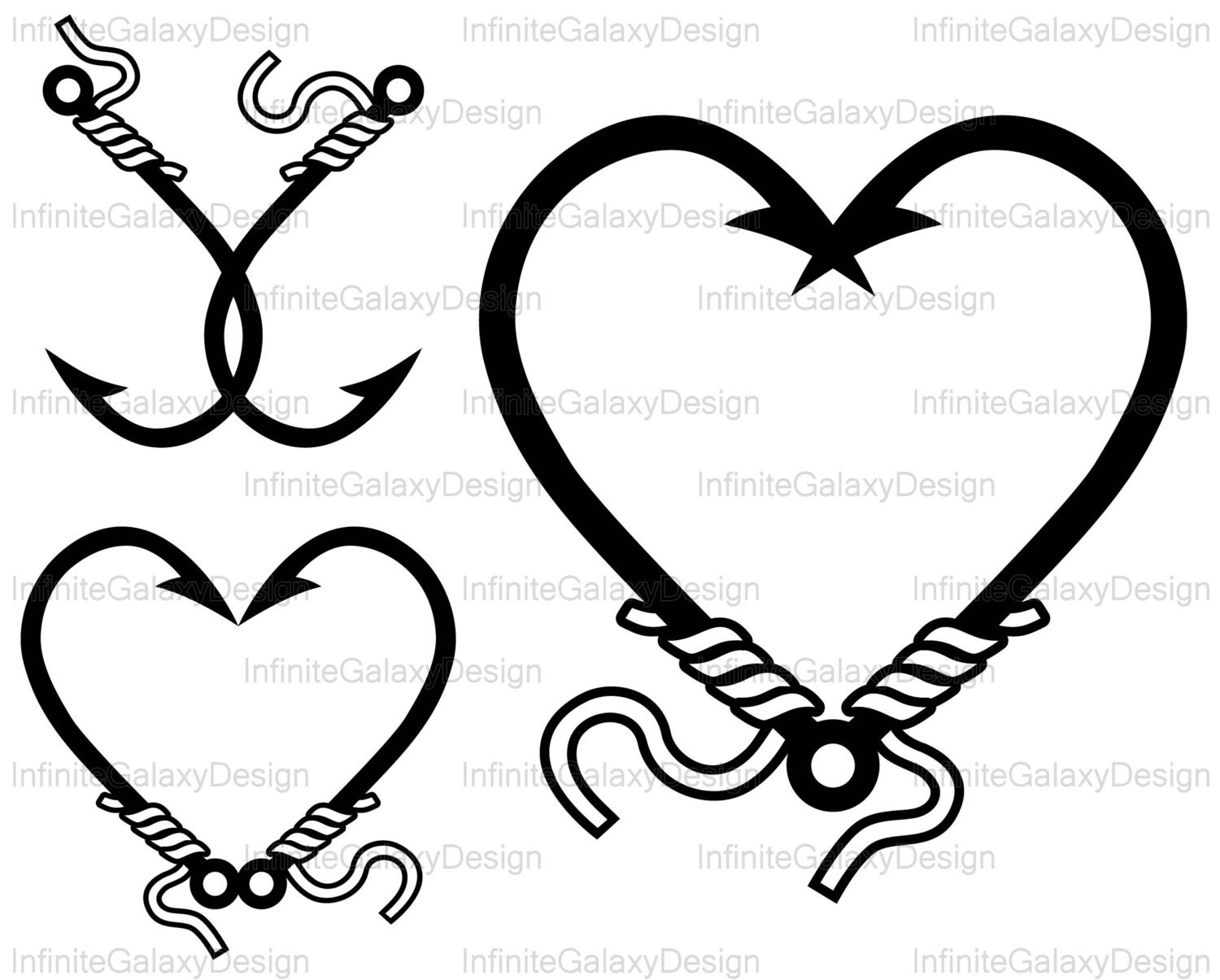 Love Hooks V1 Instant download Digital Cutting files for Silhouette and Cricut clipart design