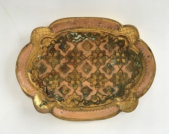Vintage Oval Florentine Tray / Italian Tray / Shabby Chic / French