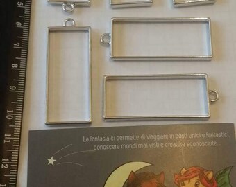 Open rectangular BEZEL pendant to create with the resin and UV resin x 2 pcs.