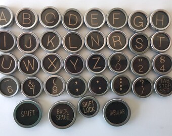 Your Choice Antique Typewriter Keys Jewelry Supplies Royal Flat Back Glass Black