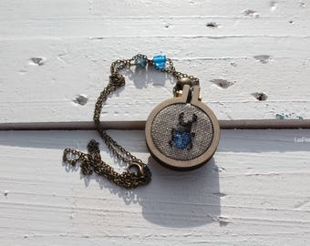Embroidered Necklace: beetle