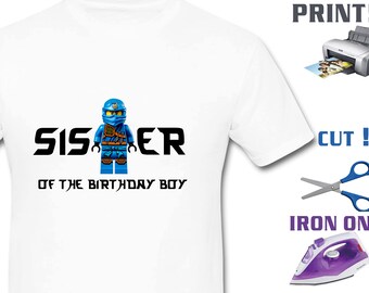 Lego Ninjago Iron On Transfer - Sister Lego Ninjago - Boy Birthday Shirt DIY - Lego Ninjago Birthday Shirt - Instant Download-Digital Files