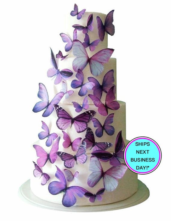 Wedding Cake Topper Purple Edible Butterfly WEDDING