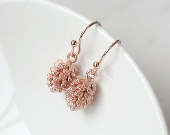 Rose gold pinecone earrings, Nature inspired, Nature earrings, Woodland earrings, Forest earrings, Winter earrings, Pine cone earrings