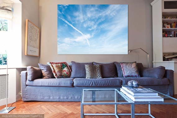 SKY ART 1. Skyscape Print, Blue Sky, Cloud Formation, Patterns in Sky, White Clouds, Photographic print, Large Print