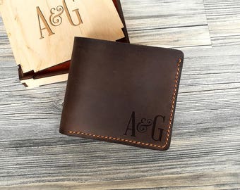 Anniversary Gifts for Men Leather Wallet Mens Personalized Husband Gift Father's Day Gift Mens Wallet Groomsmen Gift Box Free Boyfriend Gift
