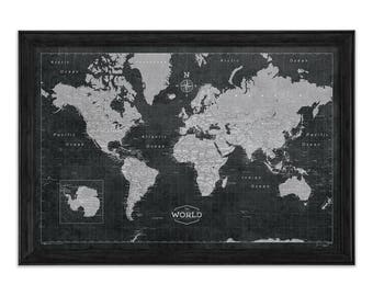 Modern World Travel Map Poster - Modern Slate Style Map