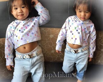 Louis Vuitton Inspired Cropped Hoodie