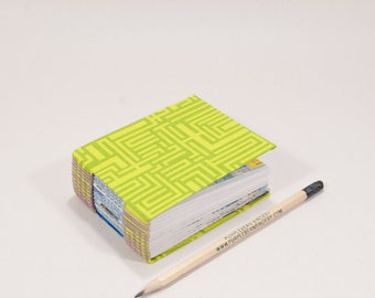 365 Day Notebook / A Page A Day Journal / Handbound Diary / Gratitude Journal / Bitty Book for Kids / Green Fabric Cover / Map Pages