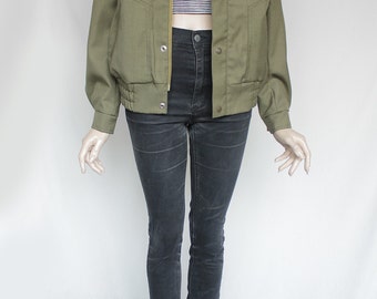 1990s Vintage Army Olive Military Issued Jacket for Men or Women