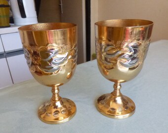 two vintage metal BRASS cups 300 ml each very beautiful and stylish