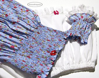 Baby girl blue dress, blue baby dress, baby girl dress, sparkly dress, blue floral dress, baby girl gift set, smocked dress, dress set