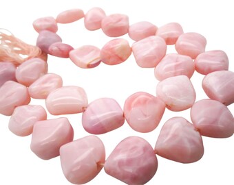 Pink Opal Briolettes, Pink Opal Beads, Pink Peruvian Opal, Smooth Heart Briolettes, SKU 5032A