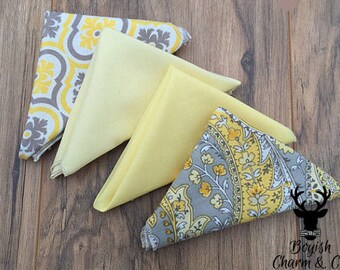 Boys Formal Wear Pocket Square, Yellow Pocket Square, Paisley Pocket Square, Men's Pocket Square, Men's Handkerchief, Boy's Pocket Square