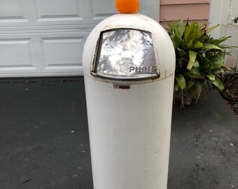 LAWSON TORPEDO TRASH Can with Push Lid, White, 32" x 15", Mid Century Waste Paper Basket, Industrial, Storage, Outdoor at Modern Logic