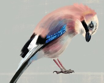 Mini-Print, Birds of the Garden, Jay, 12,6x17,9cm, 300 g paper