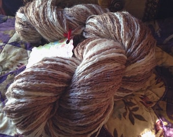Fudge Marble Ice Cream hand dyed vegan cotton blend recycled yarn approx 165 yds