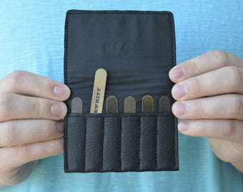 Personalized Leather Collar Stay Case with Free Monogram Personalized Gift for Dad Husband Boyfriend toiletry bathroom essentials travel