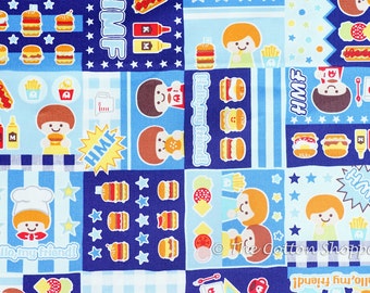 Japanese Fabric ~ Kokka Fabric ~ Push Pin ~ Chef Fabric ~ Boys Fabric ~ Blue Fabric ~ Printed Cotton Oxford ~ Quilt Fabric ~ Apparel Fabric