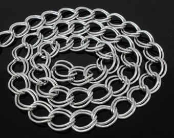 Double Loops Chain - Silver Tone - 6 feet - #CH04338