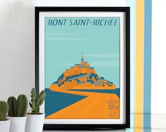 Grand Depart Tour De France Mont Saint-Michel 2016 Bicycle, bike, cycling, cycle, bikes, bicycles Poster Wall Art Print Home Décor