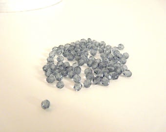 50 Bohemian beads 4mm blue montana blue faceted glass, Czech, fire polish beads.