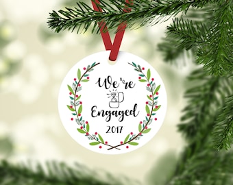 engagement ornament / engagement gift / christmas ornament / custom ornament / engaged ornament / wedding ornament / wedding gift / first