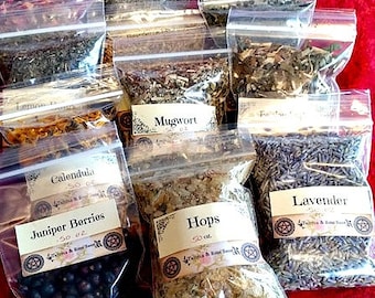 12 pack bundle of herbs ~ ORGANIC sustainable dried herbs / resealable bags half ounce each