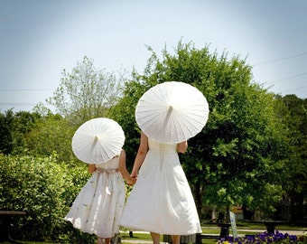Plain White or Ivory Fabric Parasol - Great for Weddings as Favors or - DIY Thank You Parasol