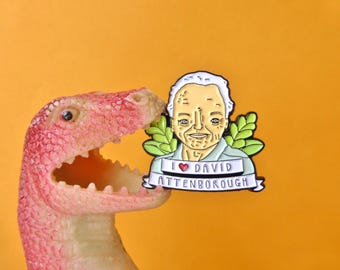 David Attenborough Enamel Pin badge - Soft Enamel Lapel Pin. Quirky illustration. Perfect funny gift for nature lover, playful, colourful