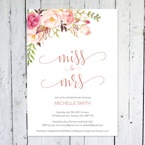 Miss To Mrs Bridal Shower Invitations 1