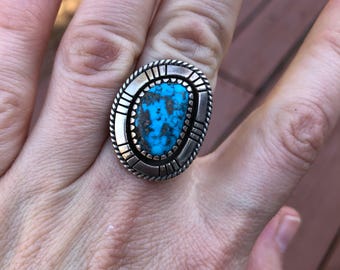 Vintage Turquoise Ring, Sterling Silver Turquoise Ring, Southwestern Jewelry, Navajo
