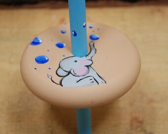 elephant bubbles drop spindle, handpainted and handcrafted