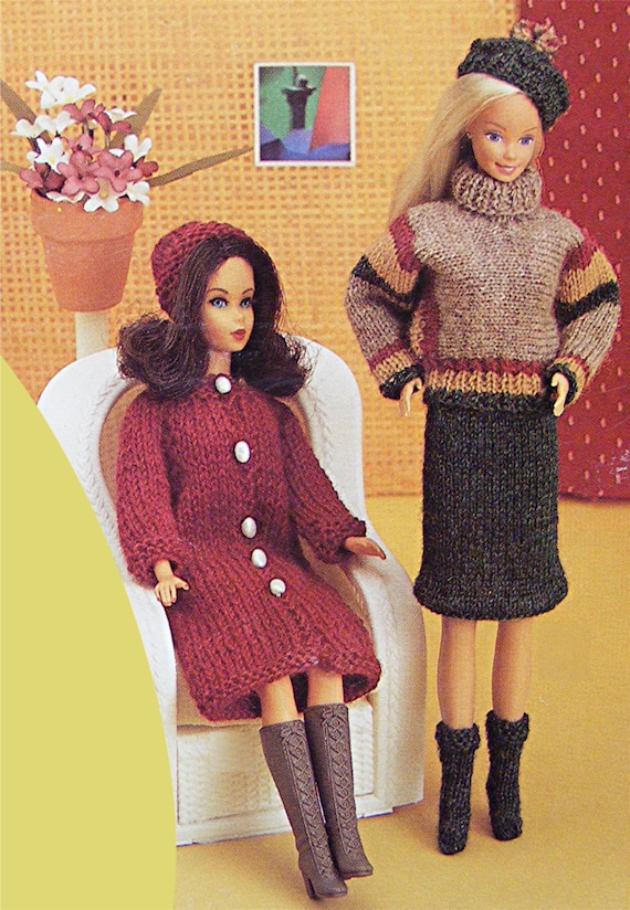 Dolls Clothes PDF Knitting Pattern : 11 12 inch Dolly