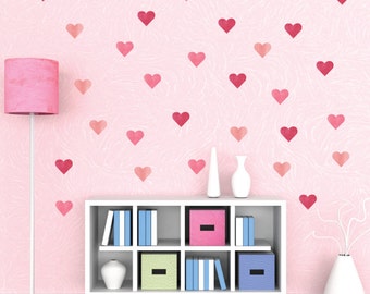 Watercolor Heart Wall Decals - Valentine Fabric Wall Decals