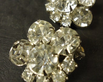 vintage rhinestone earrings clip ons