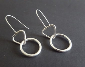 Sterling silver triangle link with hoop
