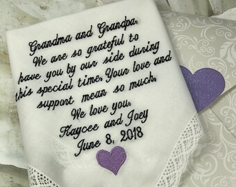 Grandparents of the Bride | Gifts from the Bride, Grandmother Wedding Handkerchief & Grandfather Wedding Handkerchief From The Bride - EMB..