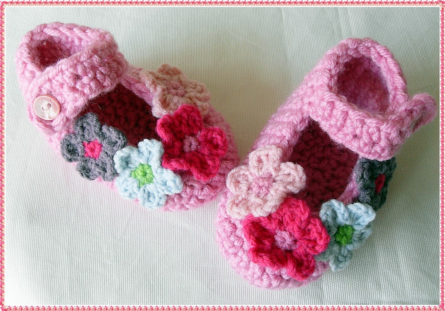 Pink slippers for baby Crochet Mary Jane Slippers Baby girl