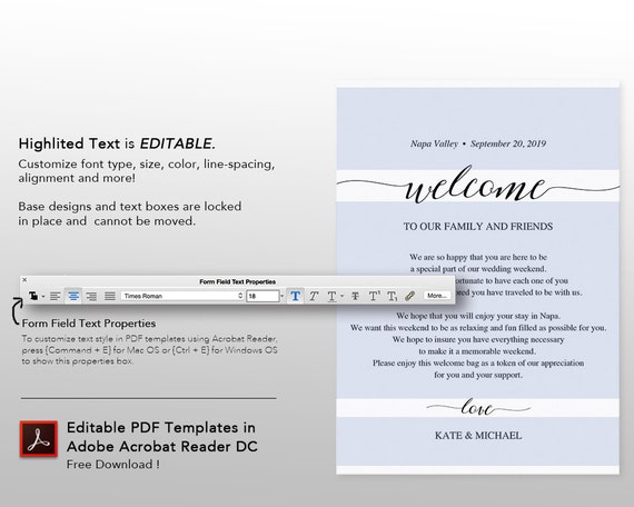 free wedding welcome letter template